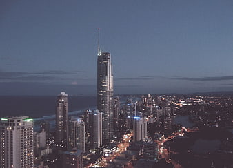 Aerial View of Gold Coast Skyline at Dusk