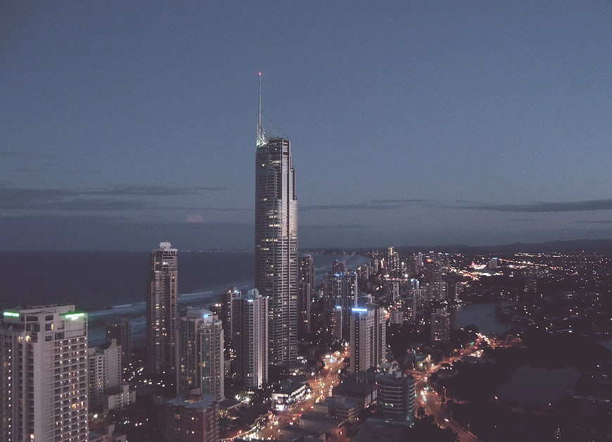 Aerial View of Gold Coast Skyline at Dusk