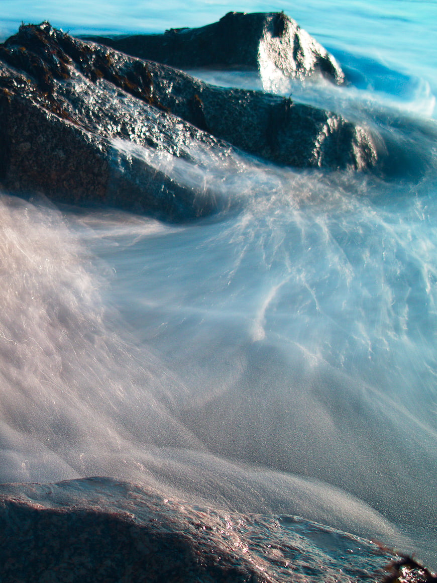 Long Exposure Flowing Water Over Rocks