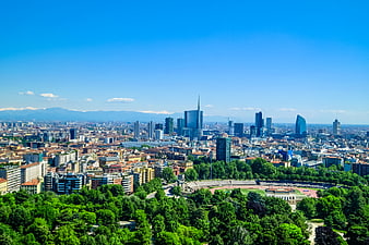 Milan Skyline with Bosco Verticale and Alps View