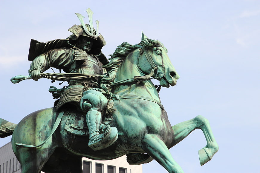 Bronze Samurai Equestrian Statue in Dynamic Gallop
