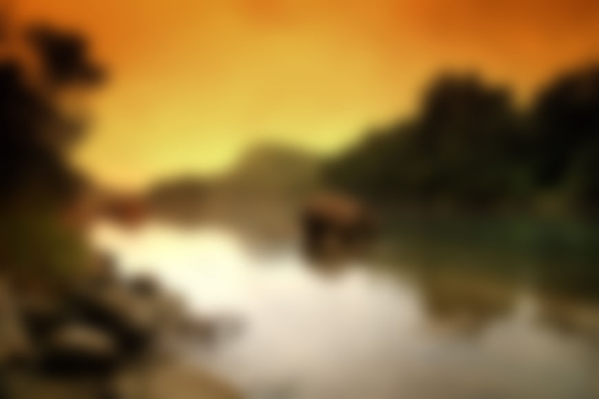 Blurred Lake Background with Golden Sunset Sky