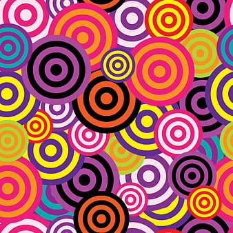 Colorful Retro Concentric Circles Pattern Background