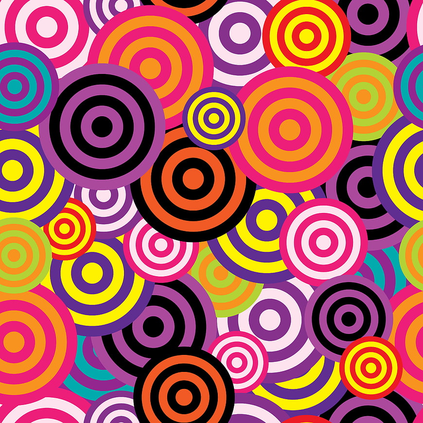 Colorful Retro Concentric Circles Pattern Background