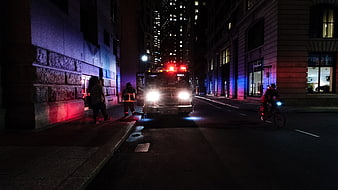 Boston Fire Truck Emergency Response at Night