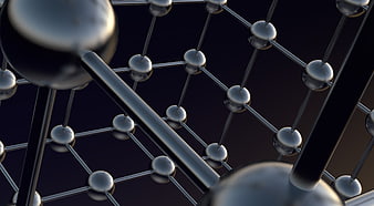 3D Abstract Molecular Structure with Metallic Spheres and Rods