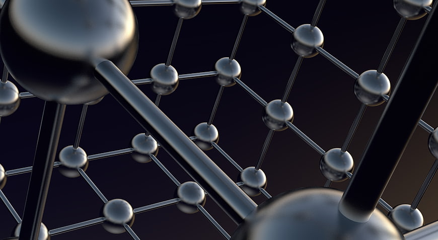 3D Abstract Molecular Structure with Metallic Spheres and Rods