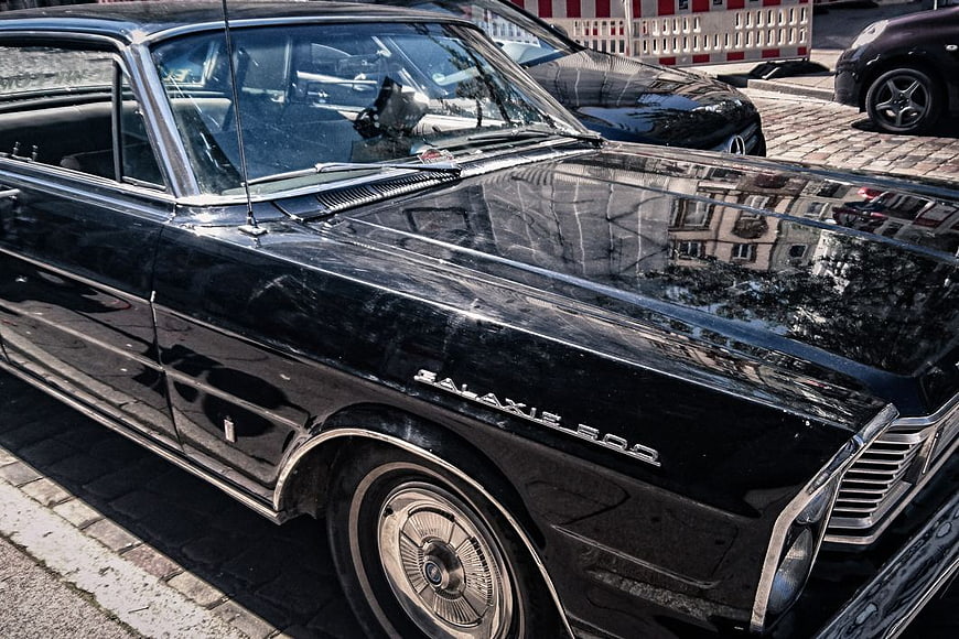Black Vintage Ford Galaxie 500 Classic Car Detail