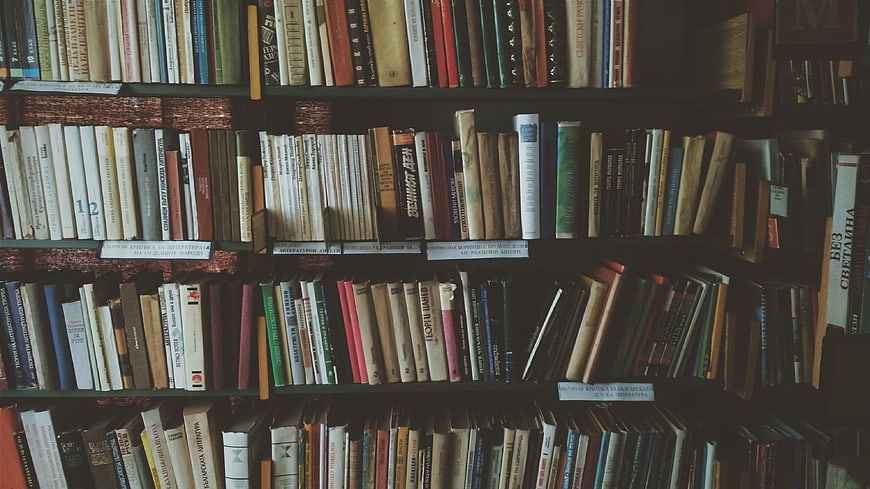 Vintage Bookshelves Filled with Old Books