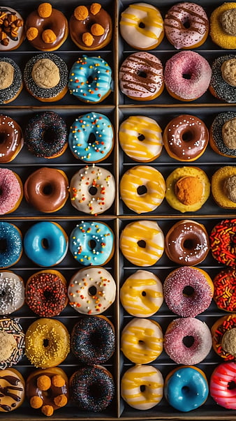 Colorful Gourmet Donuts Flat Lay