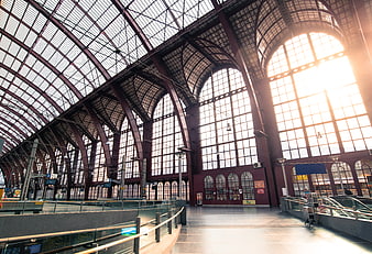 Sunlit Interior of Antwerp Central Station Architecture
