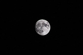 Full Moon in Dark Night Sky with Craters