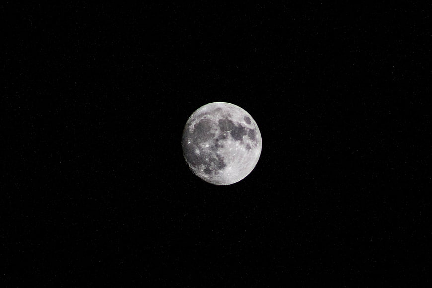 Full Moon in Dark Night Sky with Craters