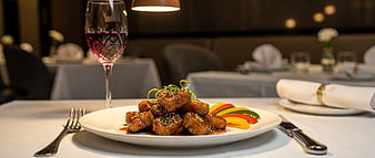 Gourmet Sweet and Sour Pork with Wine in Fine Dining Restaurant