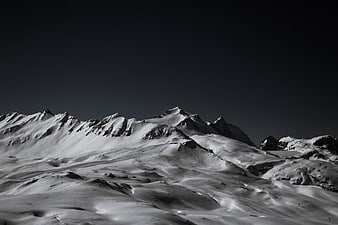 Dramatic Black and White Snowy Mountain Landscape