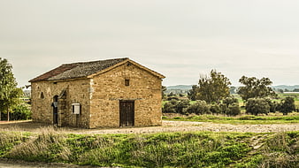 Rustic Stone Church in Rural Cyprus Countryside Landscape