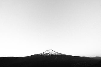 Minimalist Black and White Snow-Capped Mountain Landscape