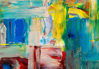 Abstract colorful painting with vibrant brushstrokes and texture