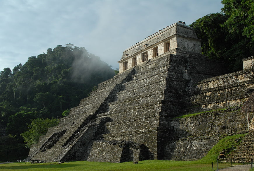 Ancient Mayan Ruins at Palenque in Mexico Jungle
