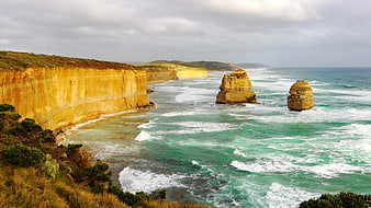 Twelve Apostles limestone stacks on Great Ocean Road coastline