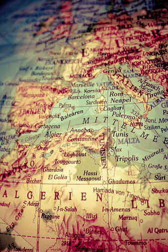 Vintage Map of Europe and North Africa with German Text