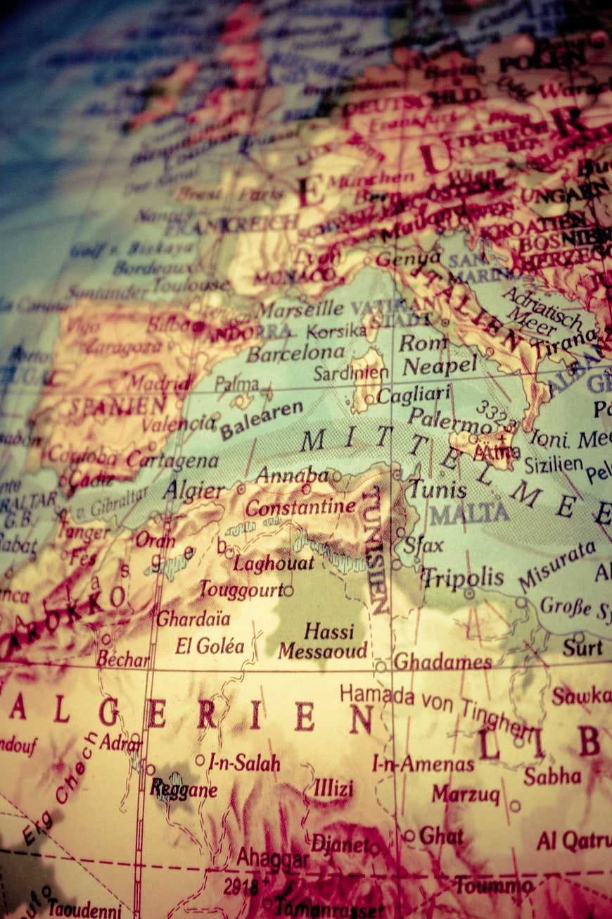 Vintage Map of Europe and North Africa with German Text