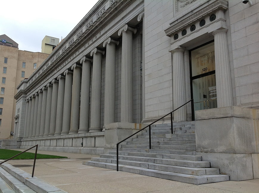 Exterior of Federal District Court Building with Stone Columns