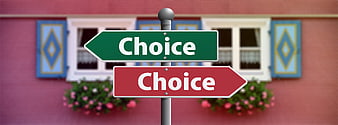 Green and Red Choice Signs Pointing Opposite Ways