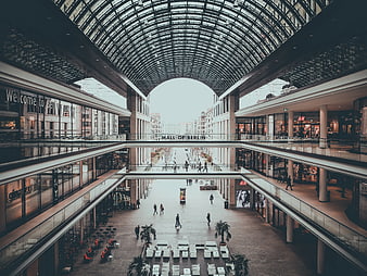 Mall of Berlin interior architecture with glass dome
