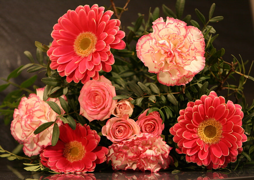 Vibrant Pink Gerbera and Carnation Floral Arrangement