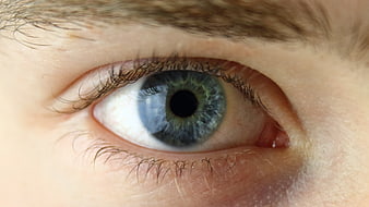 Extreme Close-Up Macro Portrait of Human Eye with Green and Blue Iris