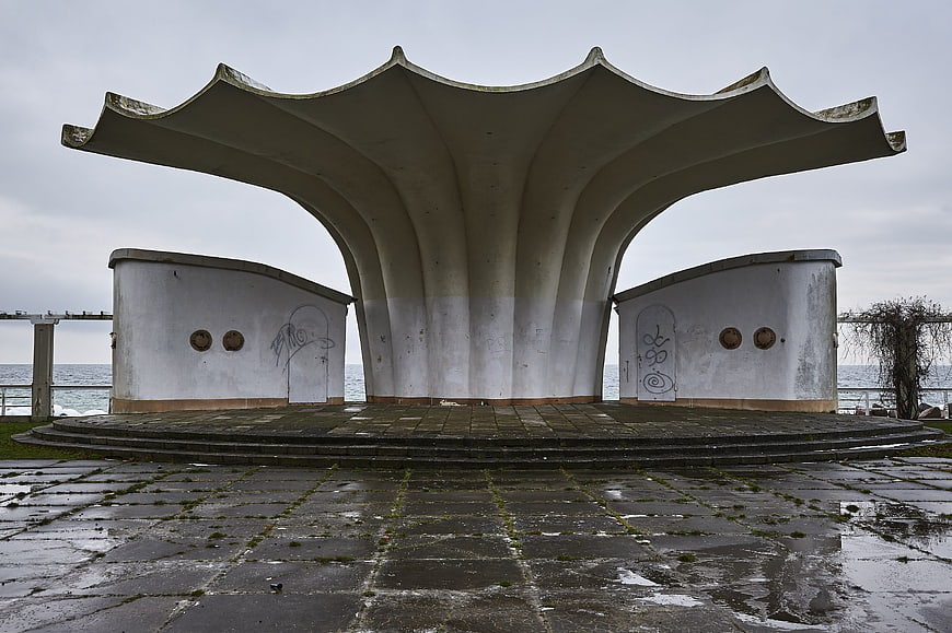 Abandoned Brutist Pavilion by the Sea