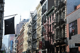 Colorful Soho Buildings with Fire Escapes in New York City