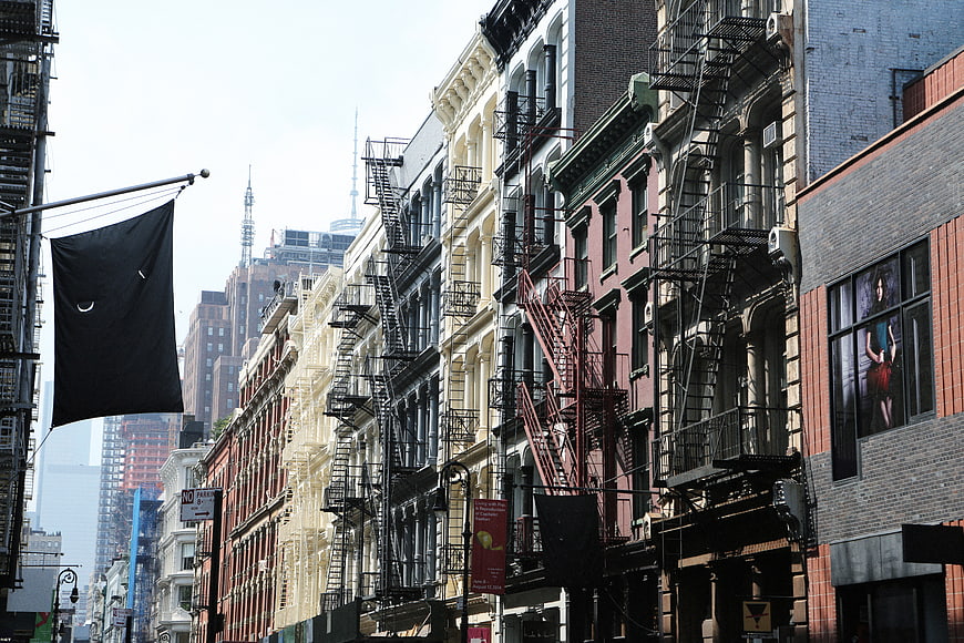 Colorful Soho Buildings with Fire Escapes in New York City