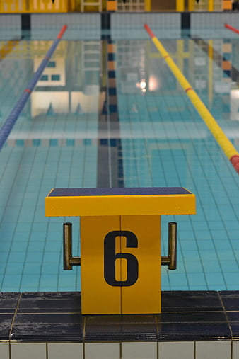 Yellow Swimming Pool Starting Block Number 6