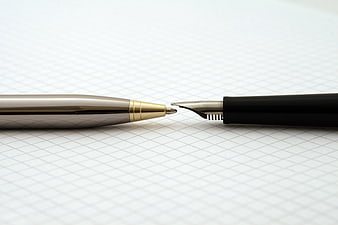 Fountain Pen and Ballpoint Pen on Graph Paper