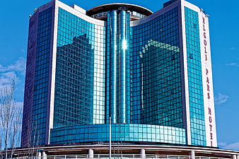 Modern Blue Glass Hotel Building Architecture