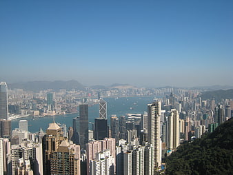 Hong Kong City Skyline View From Victoria Peak