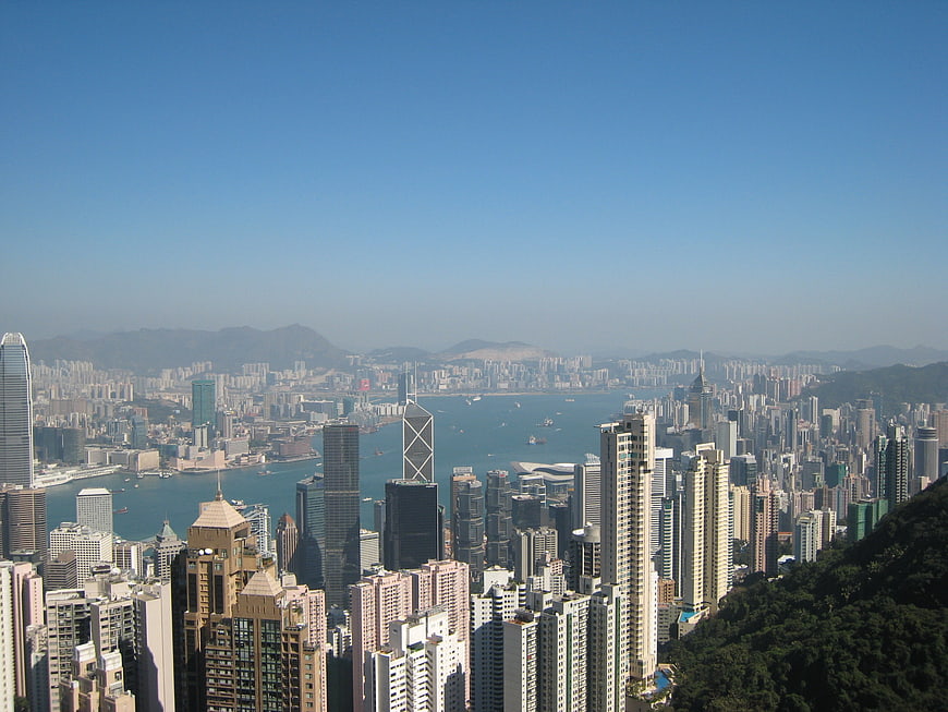 Hong Kong City Skyline View From Victoria Peak