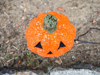 Top View of Orange Beaded Halloween Pumpkin Decoration