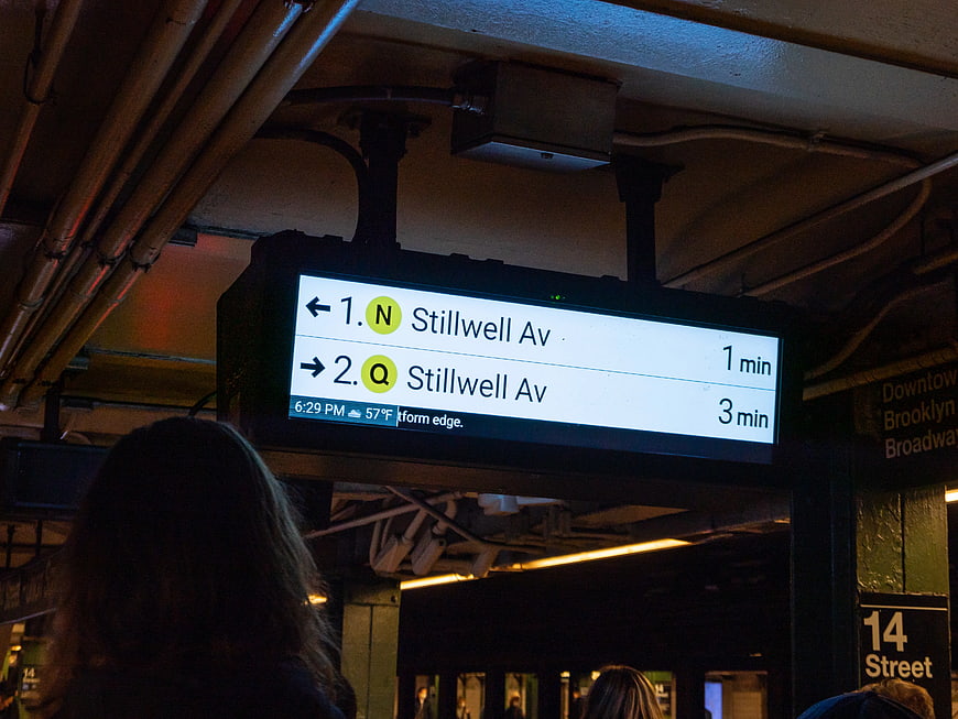 NYC Subway Departure Board at 14th Street Station
