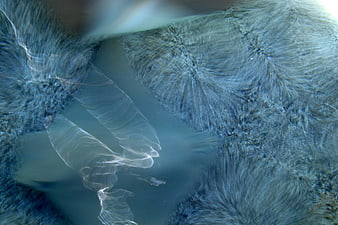 Abstract blue crystalline water texture with flowing patterns