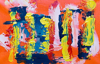 Vibrant Abstract Acrylic Painting with Thick Textured Brushstrokes