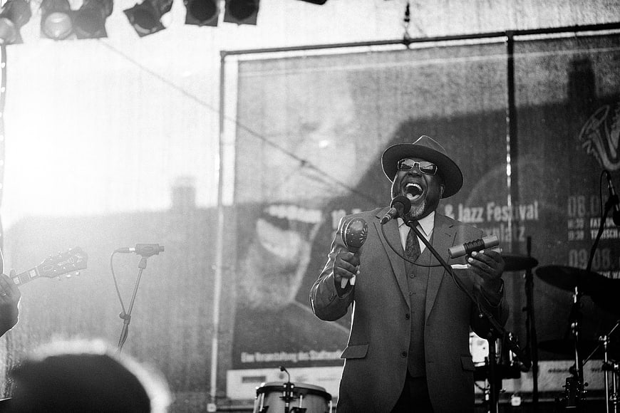 Passionate Jazz Singer Performing Live on Stage