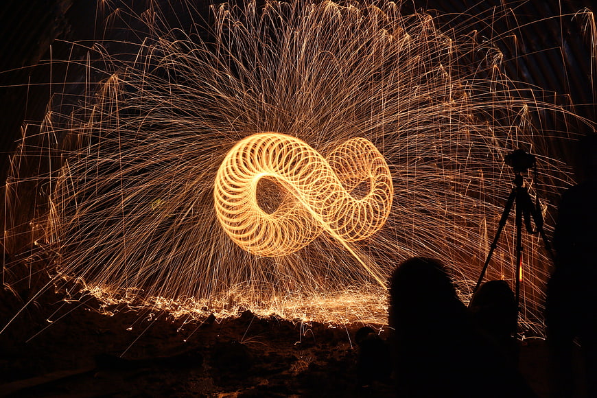 Steel Wool Light Painting Infinity Symbol With Sparks