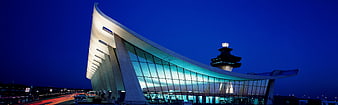 Dulles International Airport Terminal Building at Night with Control Tower