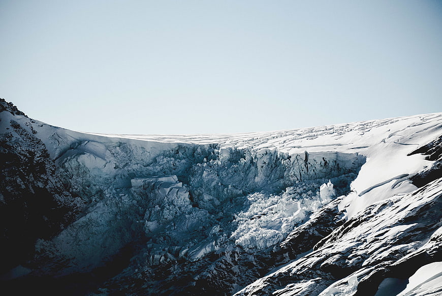 Dramatic Glacier Landscape with Deep Blue Ice Crevasses