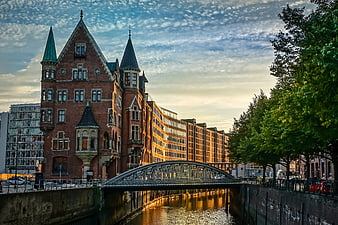 Historic Speicherstadt Hamburg Architecture at Sunset