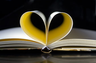 Open Book with Heart Shape Pages