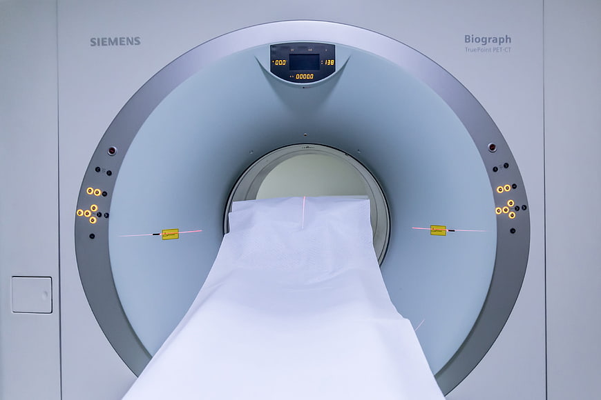 Front view of Siemens Biograph PET-CT scanner with laser alignment